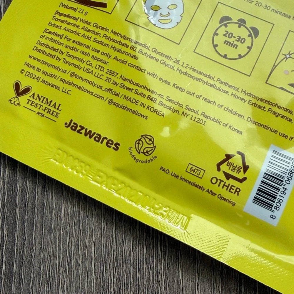 ❤️$1 NWT TonyMoly Hydrating Honey + Vitamin C Squishmallows Sheet Mask - Picture 3 of 3